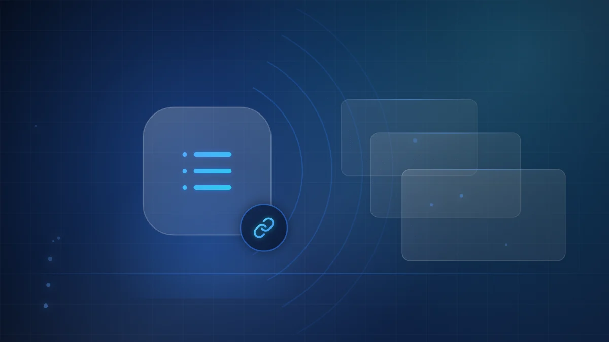 Illustration of a playlist and a link icon representing an M3U playlist URL