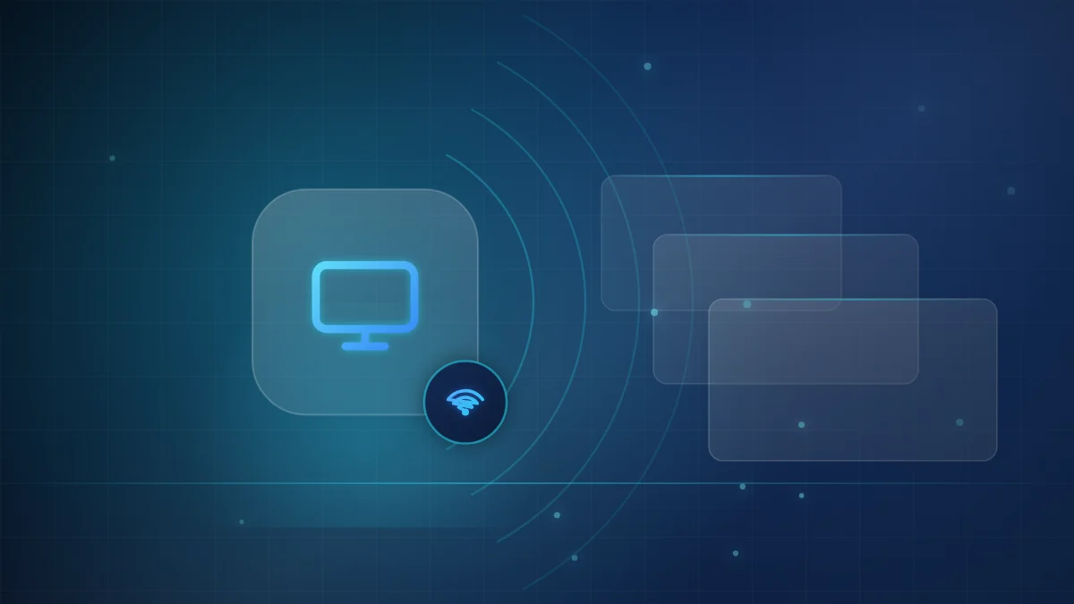 Illustration of a smart television connected to a wireless network for IPTV streaming