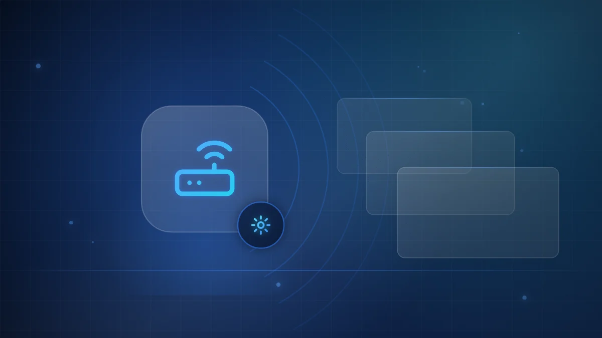 Illustration of a wireless router with a settings icon