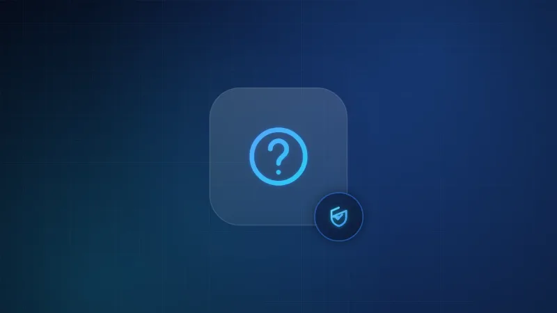 Illustration of a question mark alongside a verification shield