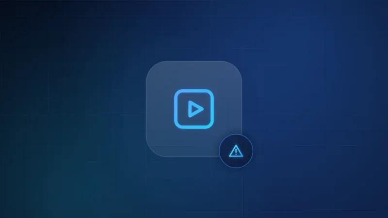Illustration of a streaming app showing a warning symbol